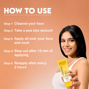 Jovees Herbal Sun Aqua Gel SPF 50 PA+++ | Lightweight, Water-Like Texture | 1% Hyaluronic Acid | Non-Greasy, No White Cast | Perfect for Oily & Combination Skin 30g